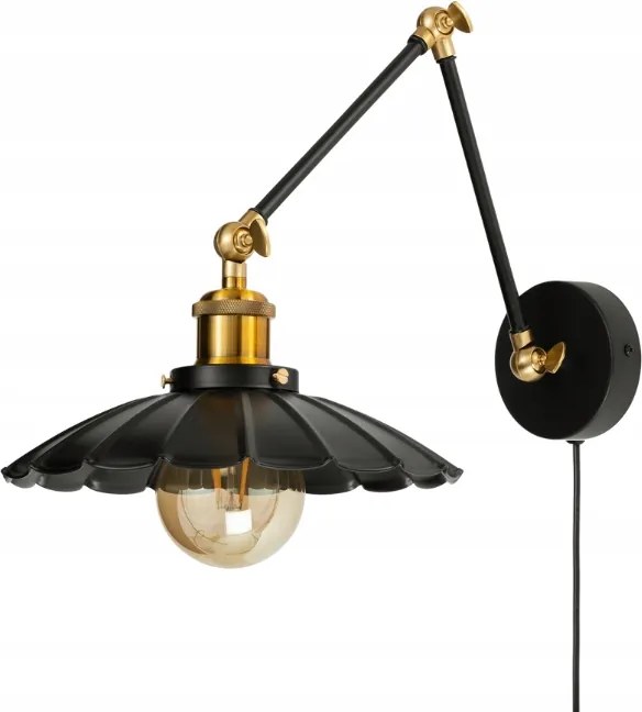 Állítható fém fali lámpa Retro Lamina kábellel