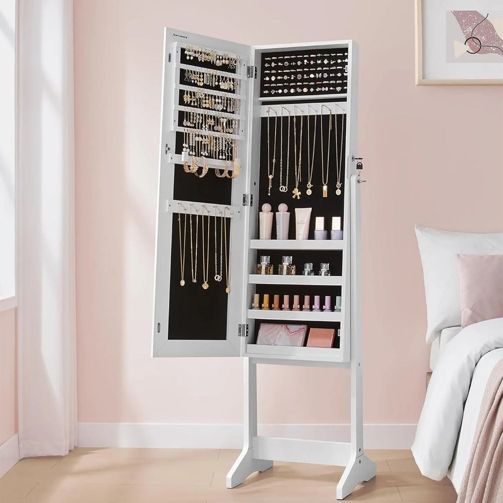 Ékszerszekrény, tükörszekrény,ékszerrendező, fehér