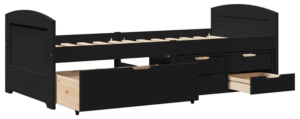 Napozóágy 5 fiókkal matrac nélkül IRUN Fekete 90x200 cm