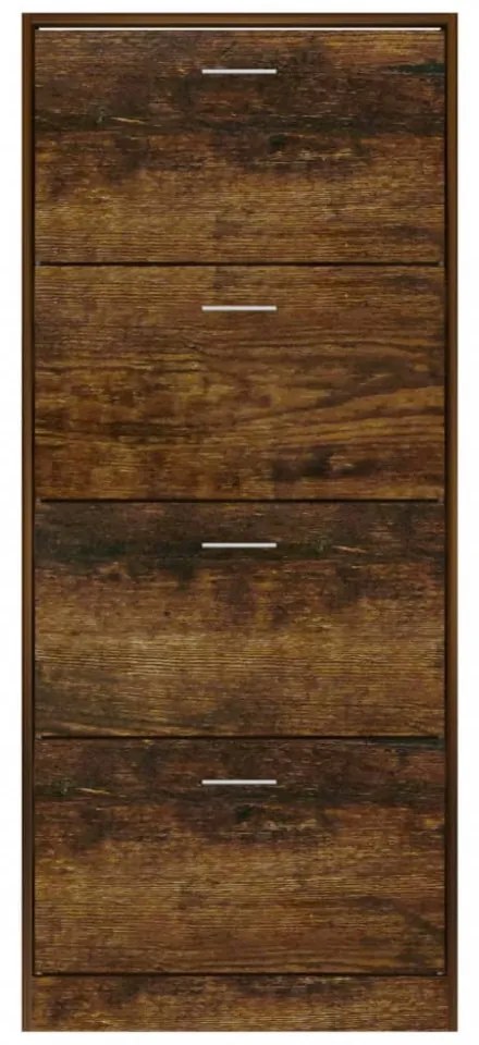 füstös tölgy színű szerelt fa cipősszekrény 63x24x147 cm