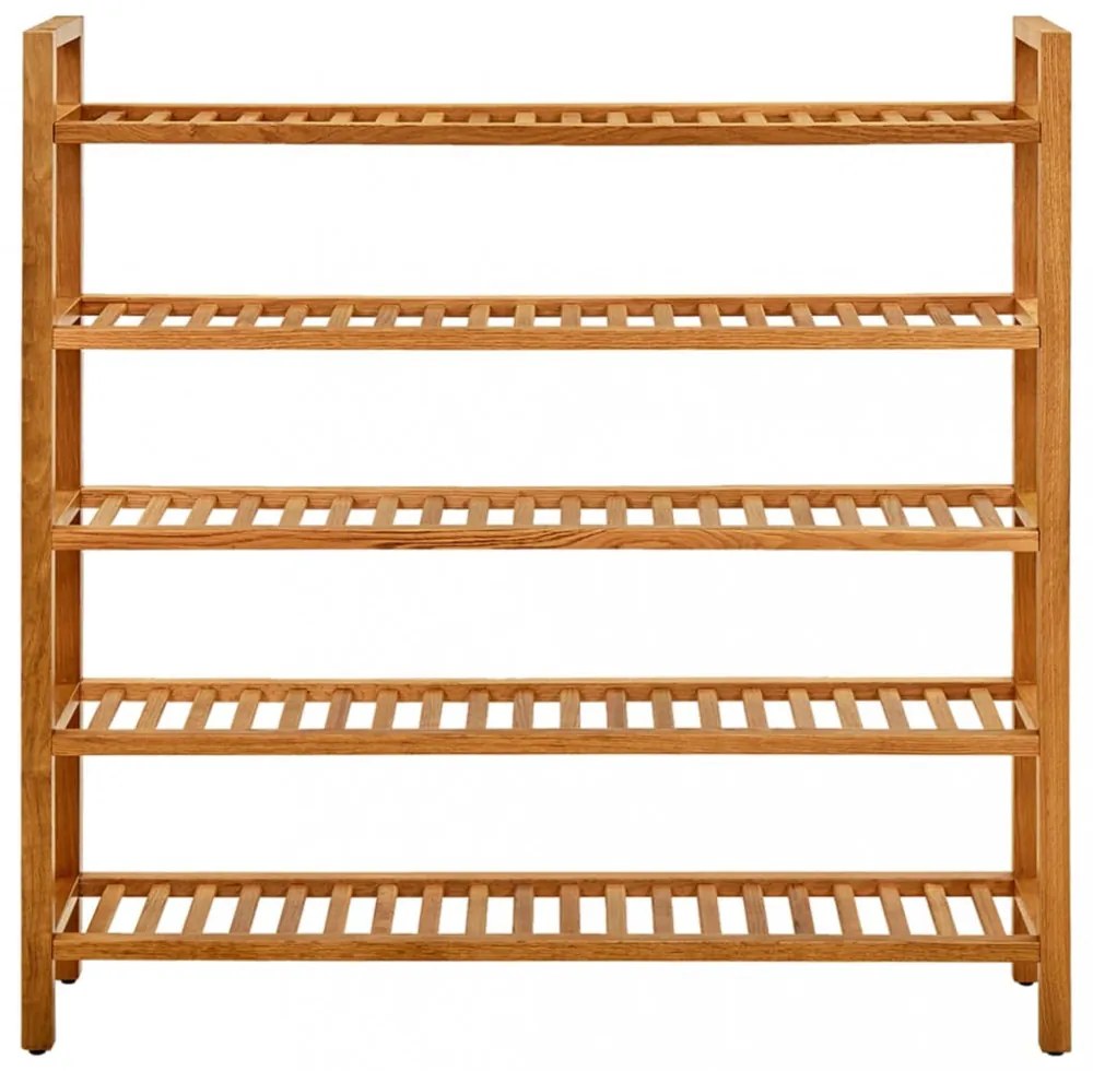 tömör tölgyfa cipőtartó 5 polccal 100 x 27 x 100 cm