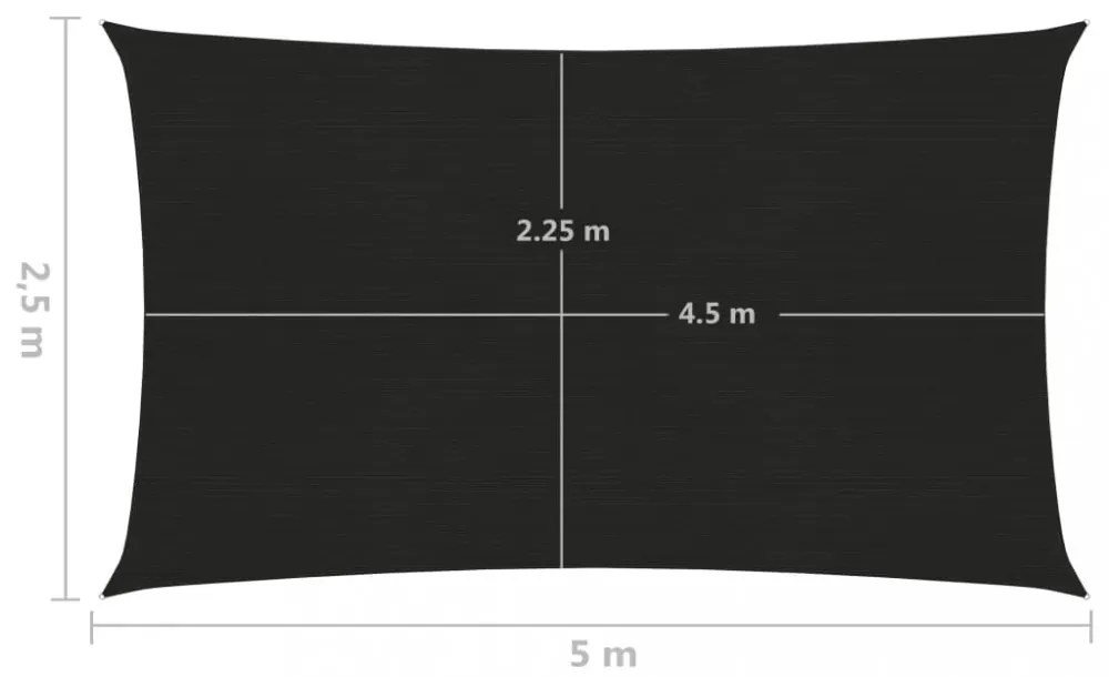 fekete HDPE napvitorla 160 g/m² 2,5 x 5 m