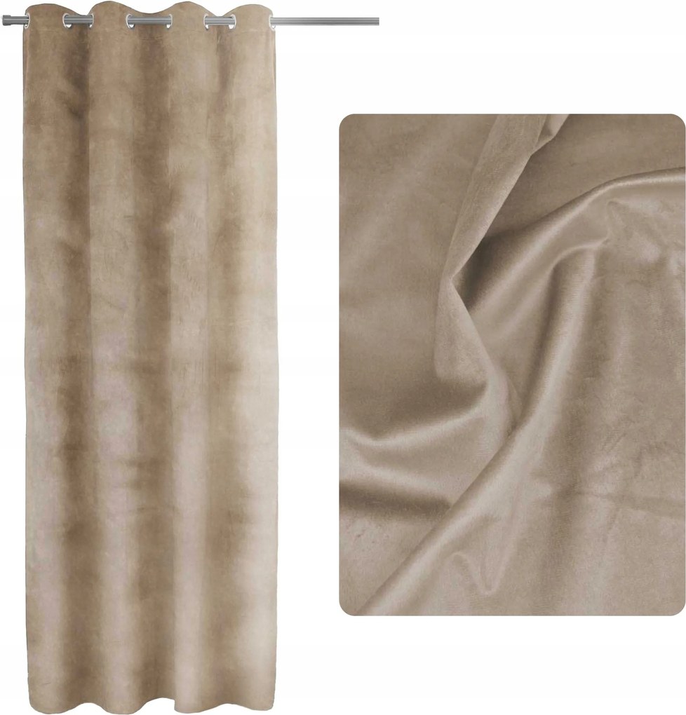 Sötétítő függöny velúr átvezetőkkel 140x250 Sötét Bézs Pacific
