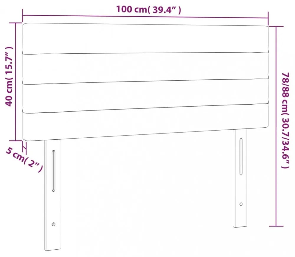 sötétzöld bársony LED-es fejtámla 100x5x78/88 cm
