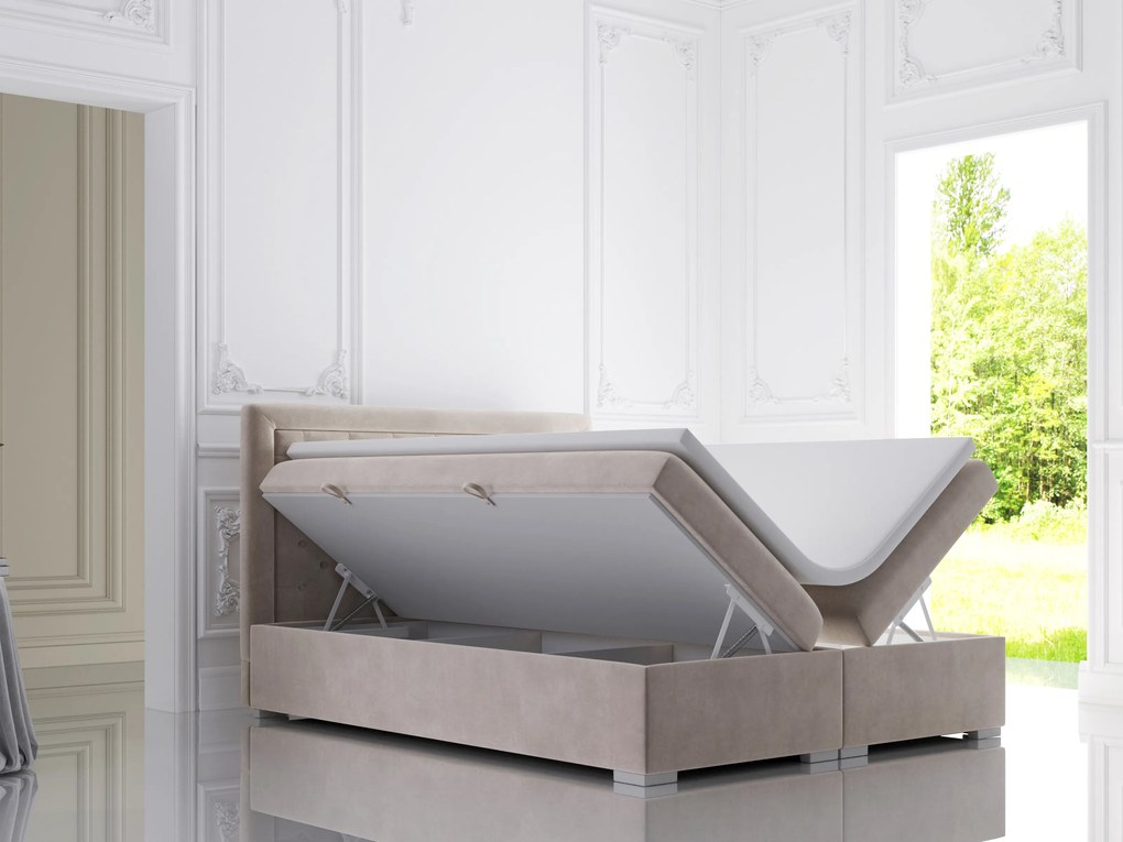 Franciaágy Boxspring 160 cm Gllamy (bézs) (tárolóhellyel). 1020294