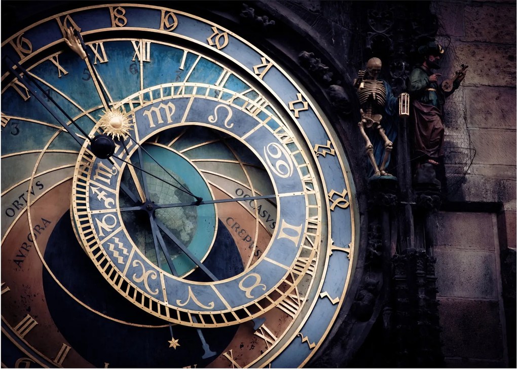 Kép - Orloj, Prága (üvegen) (70x50 cm)
