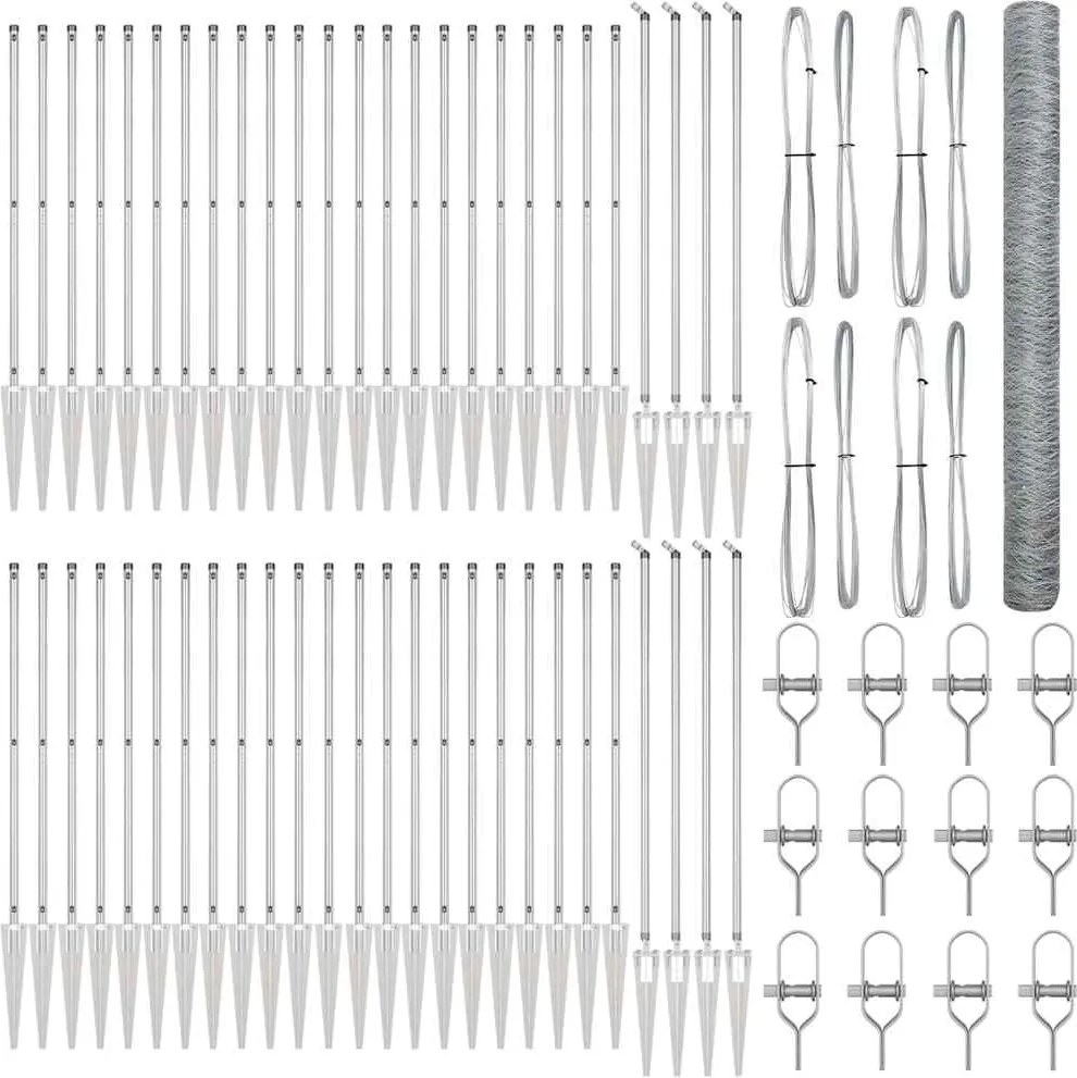 vidaXL Kerítésoszlop Ezüst 100 x 1,6 m (36 mm háló) Acél