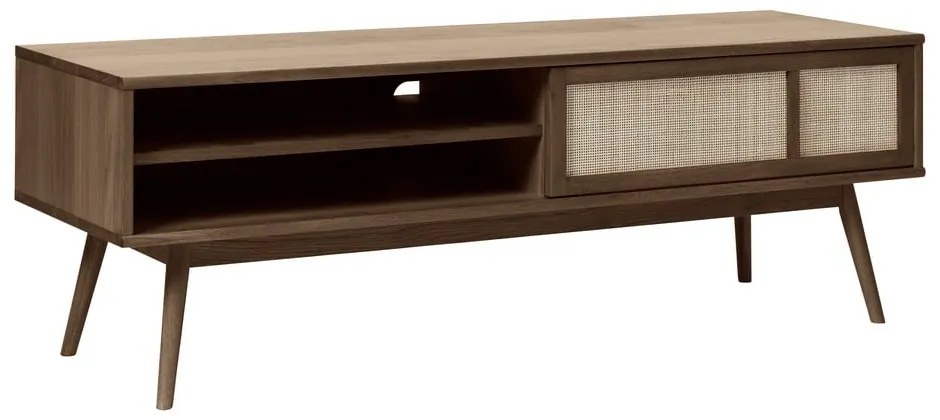 Sötétbarna TV-állvány tölgyfa dekorral 150x50 cm Barrali – Unique Furniture