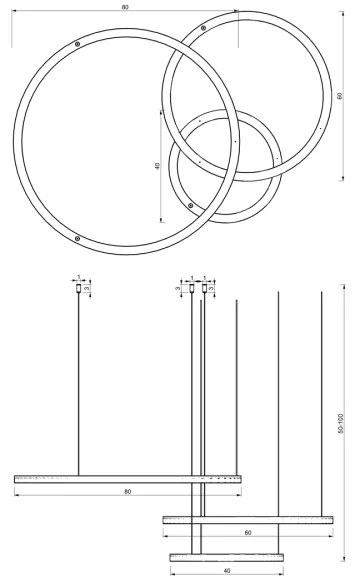 LED Csillár zsinóron GALAXIA LED/85W/230V arany