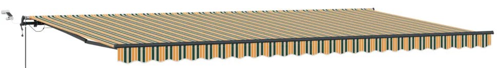 Automatikus Visszahúzható Napellenző LED Zöld és Sárga 600x300 cm
