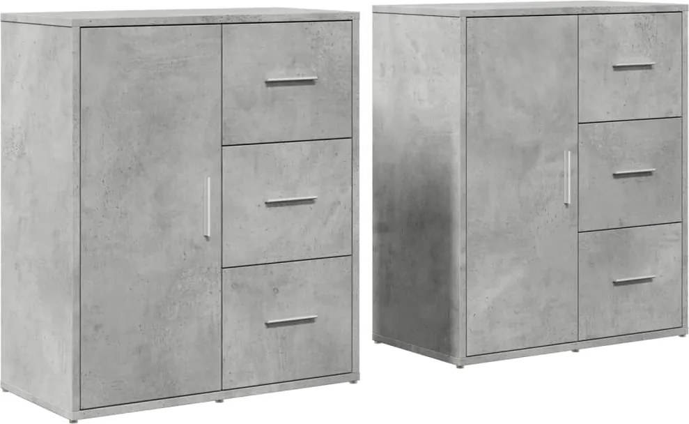 vidaXL 2 db betonszürke szerelt fa tálalószekrény 60 x 31 x 70 cm