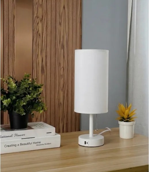 BRILAGI - USB-portos asztali lámpa TABLON 1xE27/25W/230V fehér