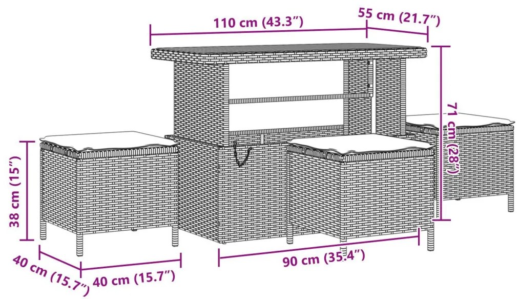 13 Darabos Kerti Sofa Készlet Párnákkal Fekete Poli Rattan Akáccal, 4 Darabos Kerti Étkező Készlet Párnákkal Fekete Poli Rattan Akáccal, 2-fős Kerti Sofa Párnákkal Fekete Poli Rattan