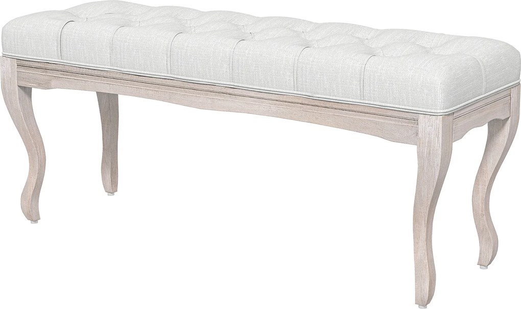 HOMCOM Ágyvégi Pad Szoba Pad Fa Lábbal és Párnázott Ülőfelülettel 120 kg Terhelhetőségű Előszoba Pad 110x37x49 cm Krém | Aosom