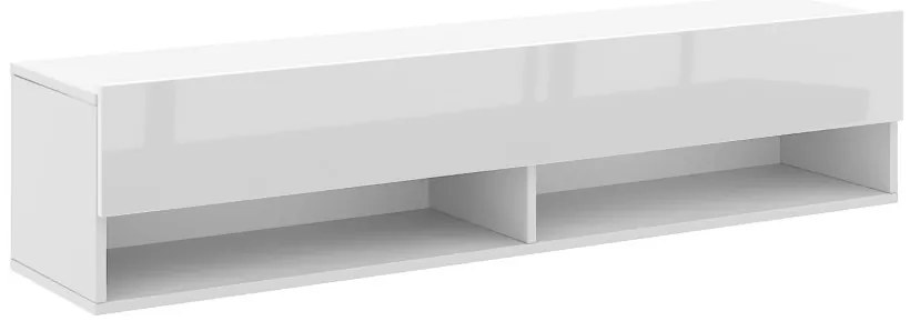TV szekrény 140 cm fehér matt / fehér magasfény színkombinációban – DERBY