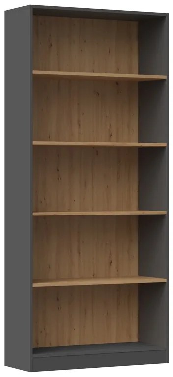 Riano MIX R80 polcos szekrény, 80x182x30 cm, antracit-tölgy