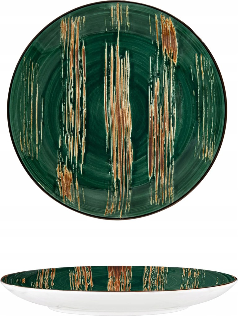 Ebédlő tányér porcelán zöld kerek Wilmax 23 cm