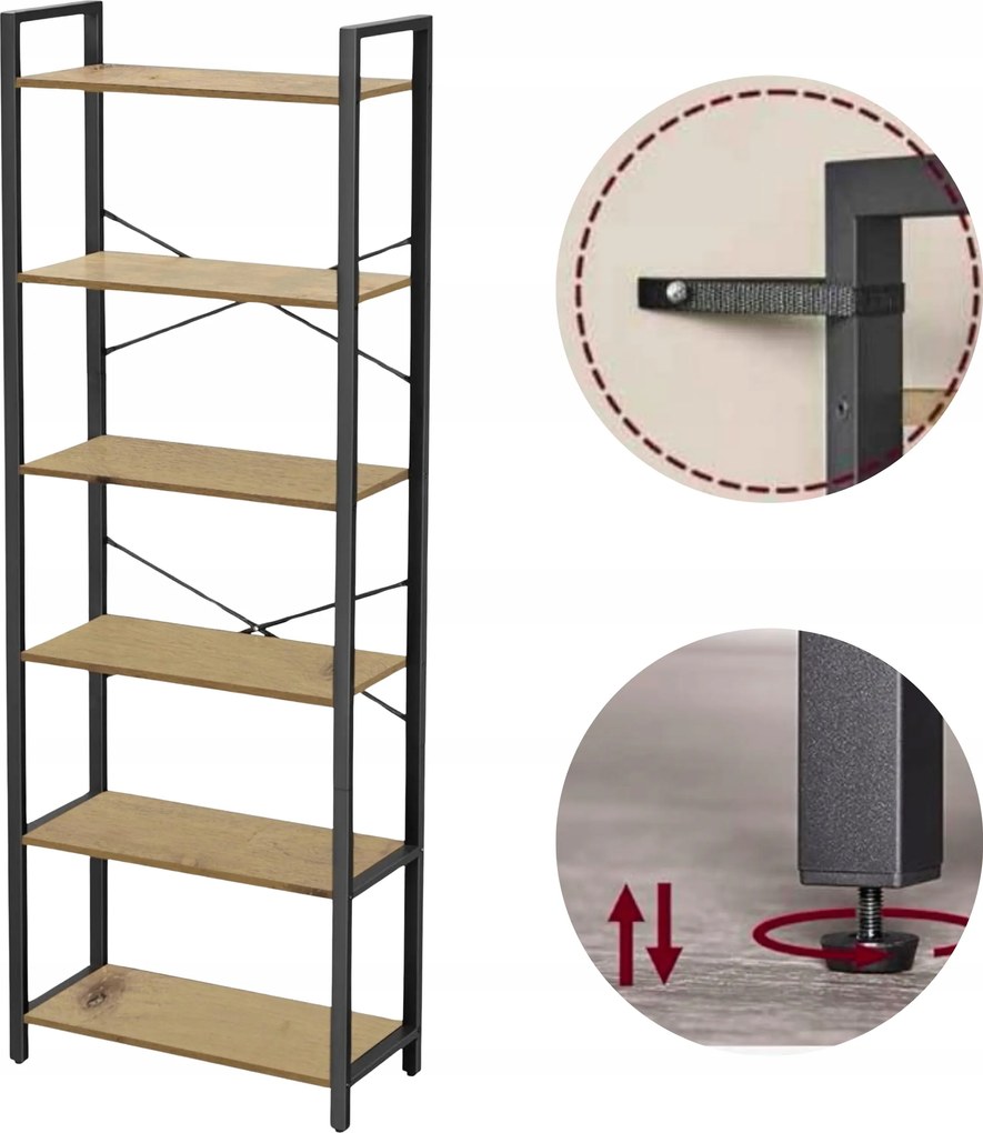 Artisan-fekete álló fém könyvespolc acél kerettel irodai szekrény polc