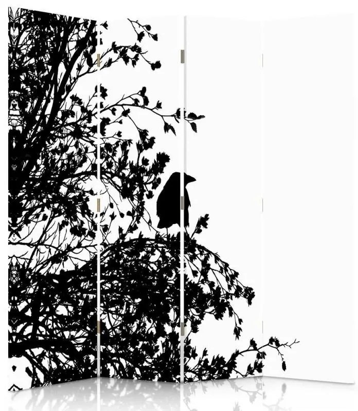 Gario Paraván Fekete madár az ágon Méret: 145 x 170 cm, Kivitelezés: Klasszikus paraván