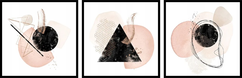 Négyzet alakú poszter triptichon absztrakt 3x 20x20cm