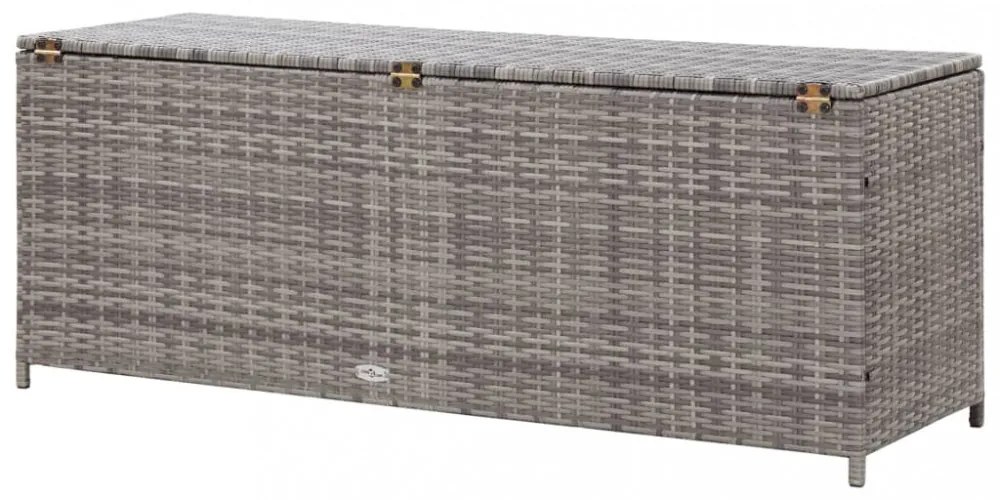 szürke polyrattan kerti tárolóláda 120 x 50 x 60 cm