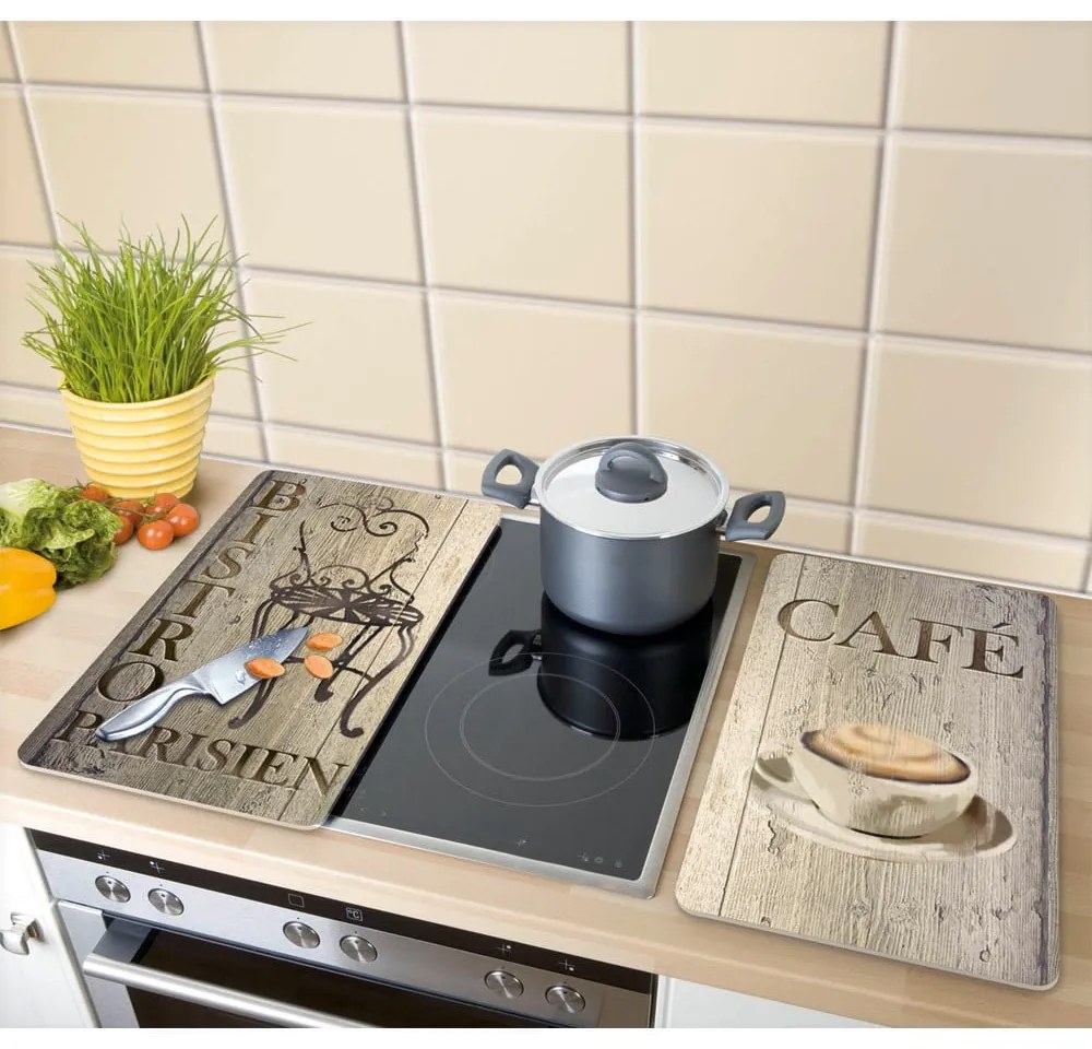 Edzett üveg tűzhely fedőlap szett 2 db-os 30x52 cm Bistrot – Wenko