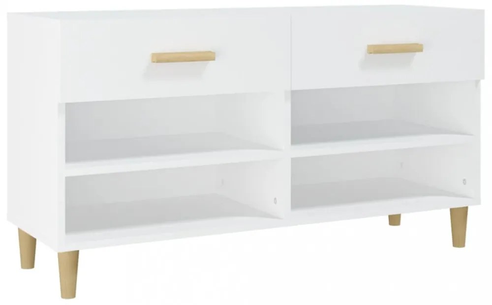 fehér szerelt fa cipősszekrény 102 x 35 x 55 cm