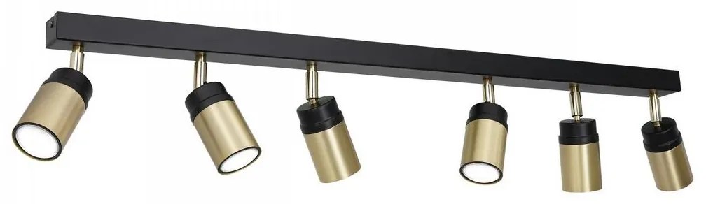 Spotlámpa NEST 6xGU10/8W/230V fekete/sárgaréz