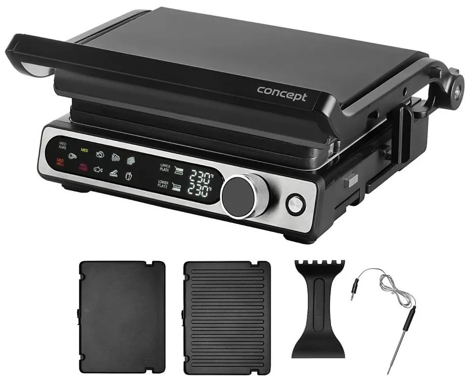 Concept ge3500 - Kontaktgrill mit Temperatursensor 2000W/230V schwarz