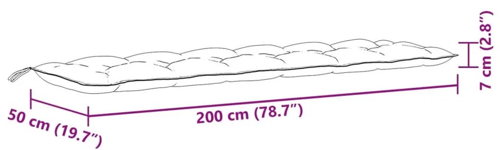 2 db melange sötétszürke szövet kerti padpárna 200 x 50 x 7 cm