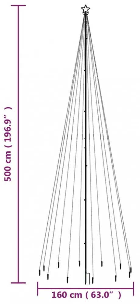 karácsonyfa cövekkel 732 színes LED-del 500 cm