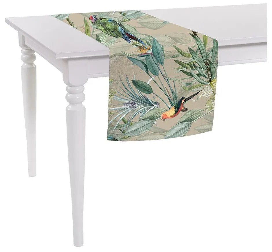 Jungle Birds bézs asztali futó, 140 x 40 cm - Mike & Co. NEW YORK