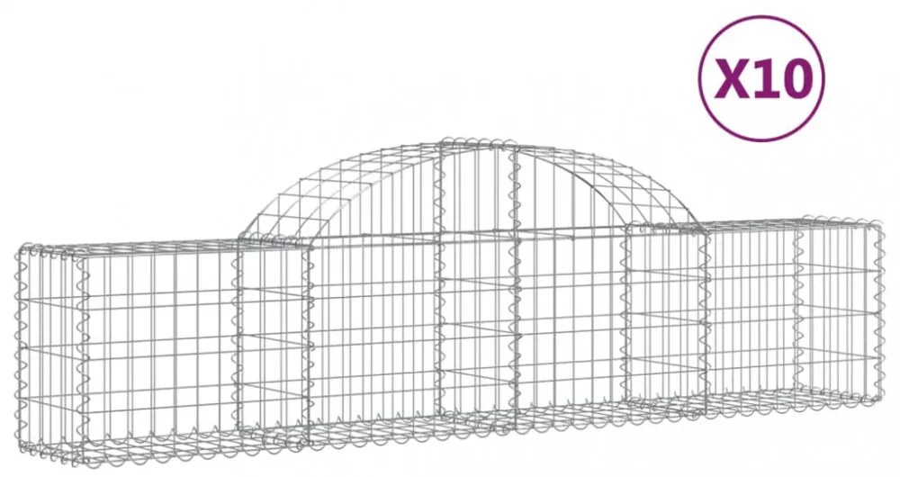 10 db íves horganyzott vas gabion kosár 200x30x40/60 cm