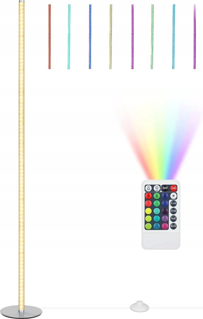 Led Állólámpa 3000K Nappaliba Ezüst 147cm Rgb 12W 16 szín távirányító