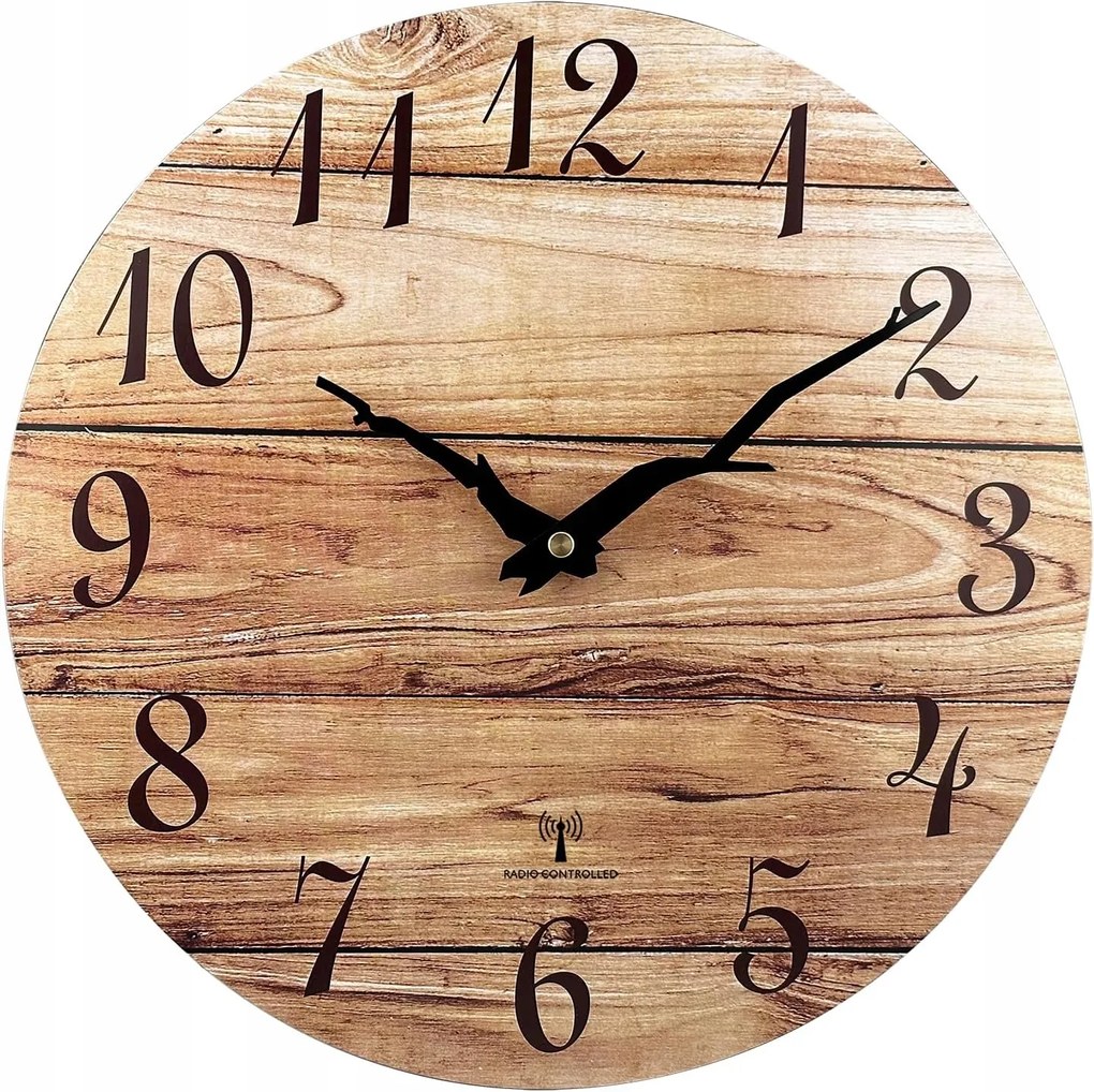 Rádiós falióra 30 cm Mdf csendes keret nélküli rusztikus