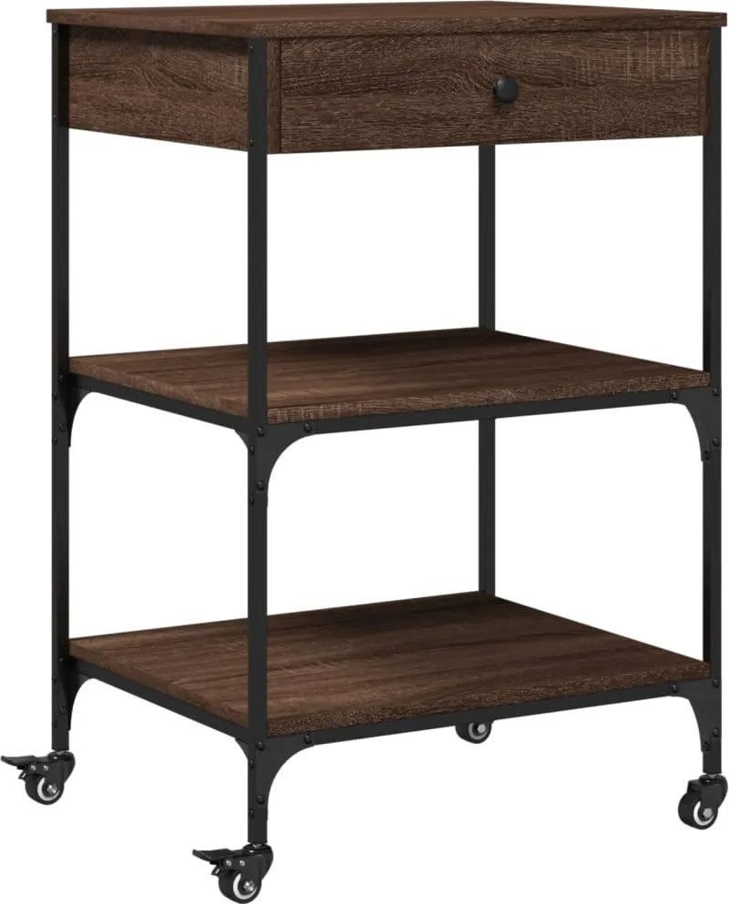vidaXL barna tölgyszínű szerelt fa konyhai kocsi 60 x 48 x 89,5 cm