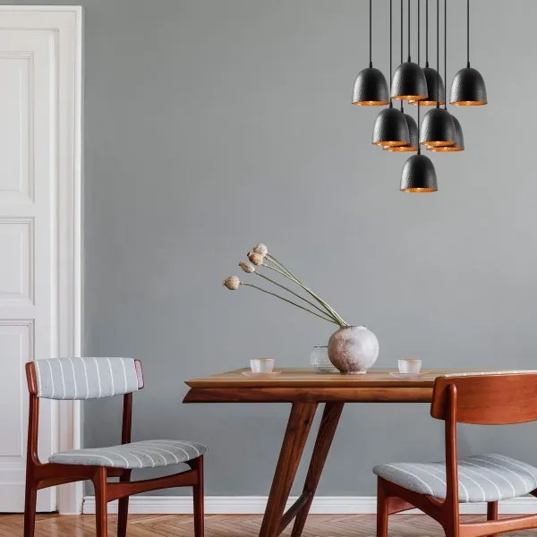 Kábeles csillár TATTOO 9xE27/40W/230V fekete