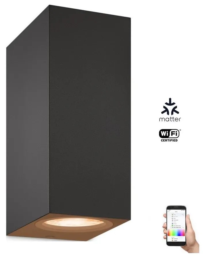 WiZ -LED RGBW Dimmelhető fali lámpa UP&DOWN 2xGU10/4,7W/230V fekete Wi-Fi