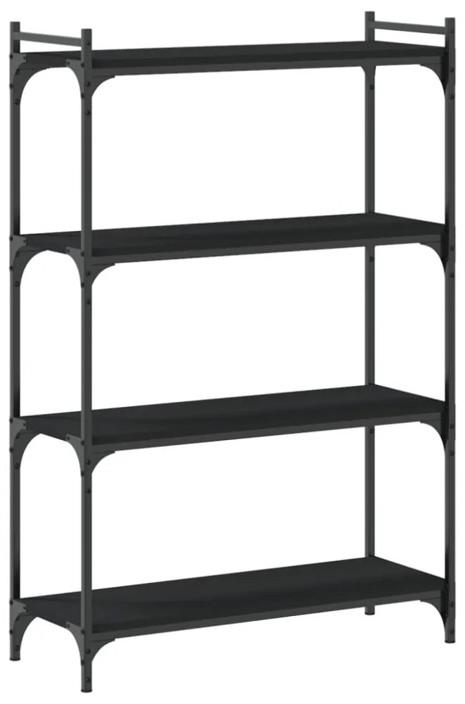 4 szintes fekete szerelt fa könyvespolc 80 x 30 x 120 cm