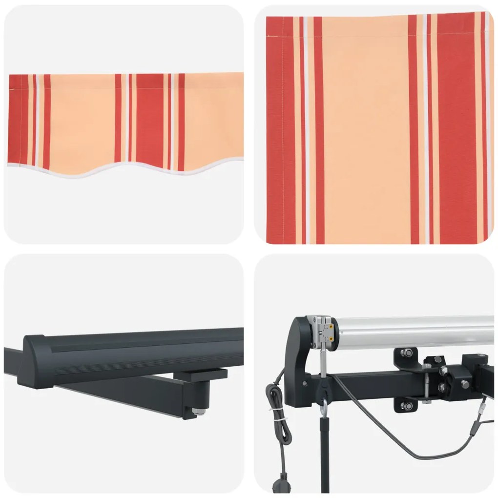 Automatikus Behúzható Napellenző LED Sárga és Narancs 500x300 cm