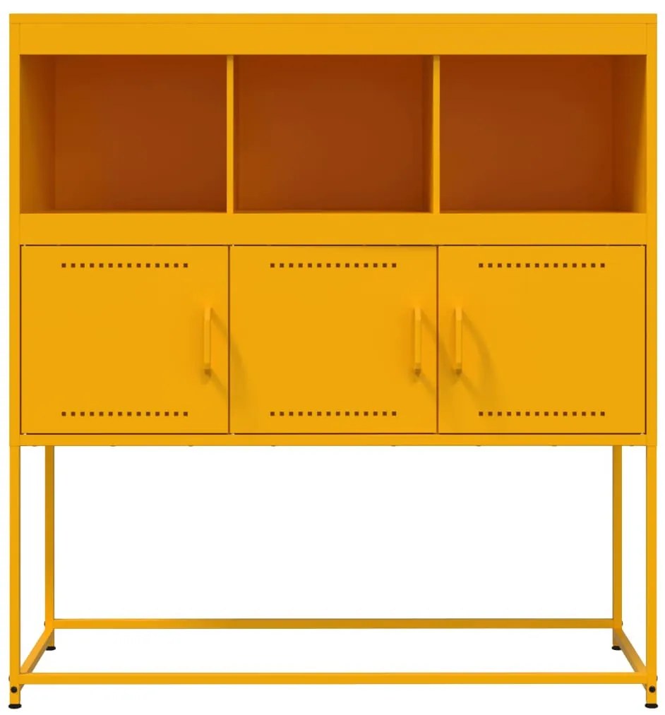 mustársárga acél tálalószekrény 100,5 x 39 x 107 cm