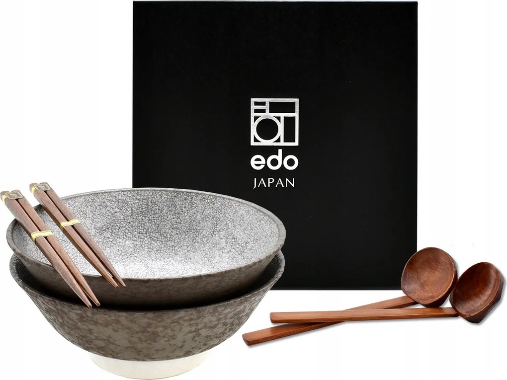 2 db-os tál szett kanállal és pálcikákkal Ramen Koishi 22 cm Ajándékdoboz