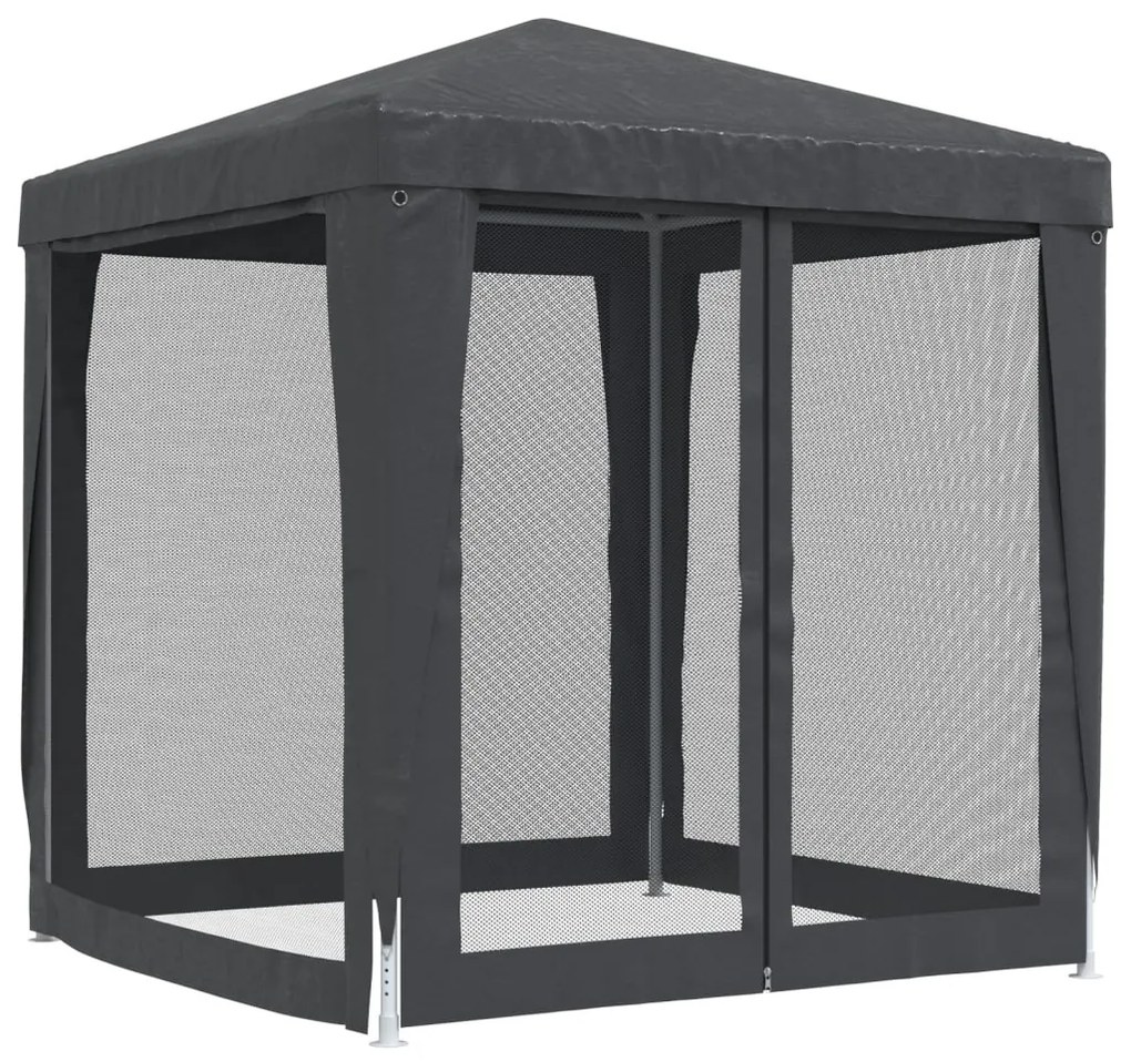 antracitszürke HDPE rendezvénysátor 4 hálós oldalfallal 2 x 2 m