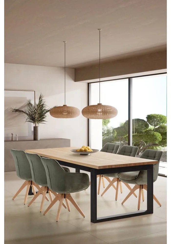 Étkezőasztal tölgyfa dekoros asztallappal 100x220 cm Rina – Marckeric