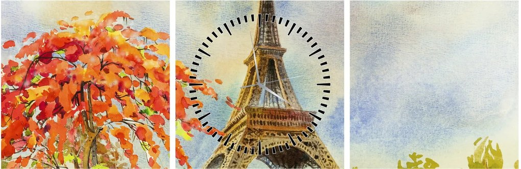 Festett kép az Eiffel-torony (órával) (90x30 cm)