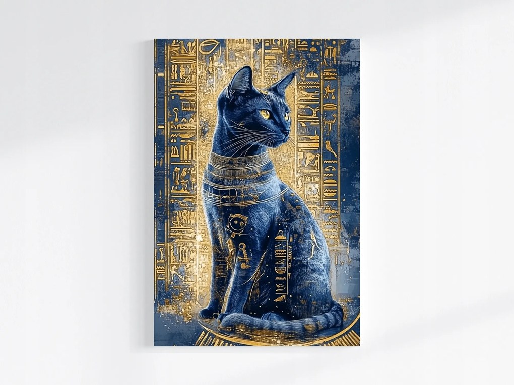 Vászonkép Canvas Egyiptom Hieroglifák Istennő Bastet Macska Ankh 40x60