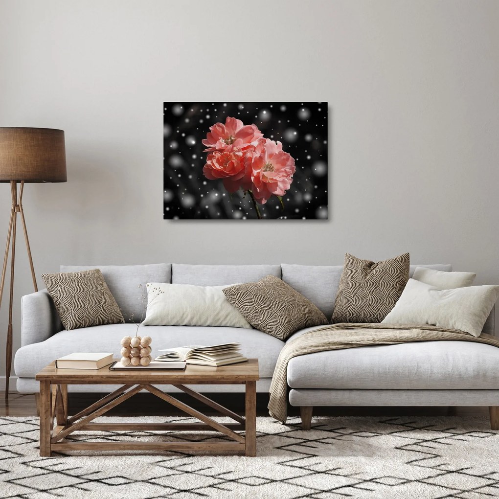 Rózsaszín virág képe (üvegen) (70x50 cm)