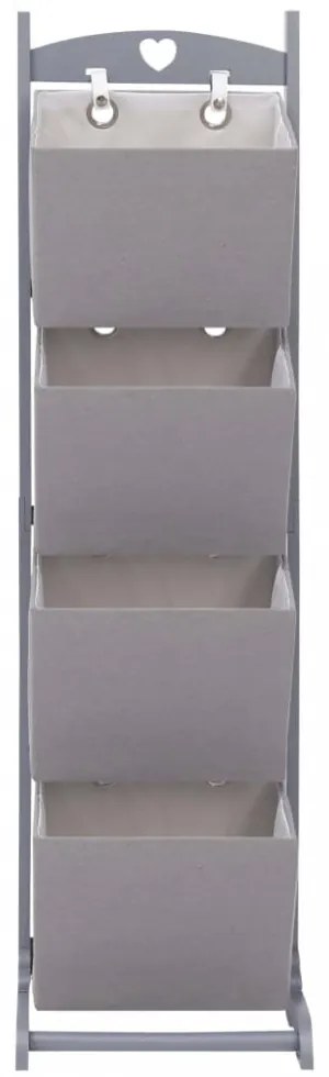 4 szintes sötétszürke fa kosárállvány 35 x 35 x 125 cm