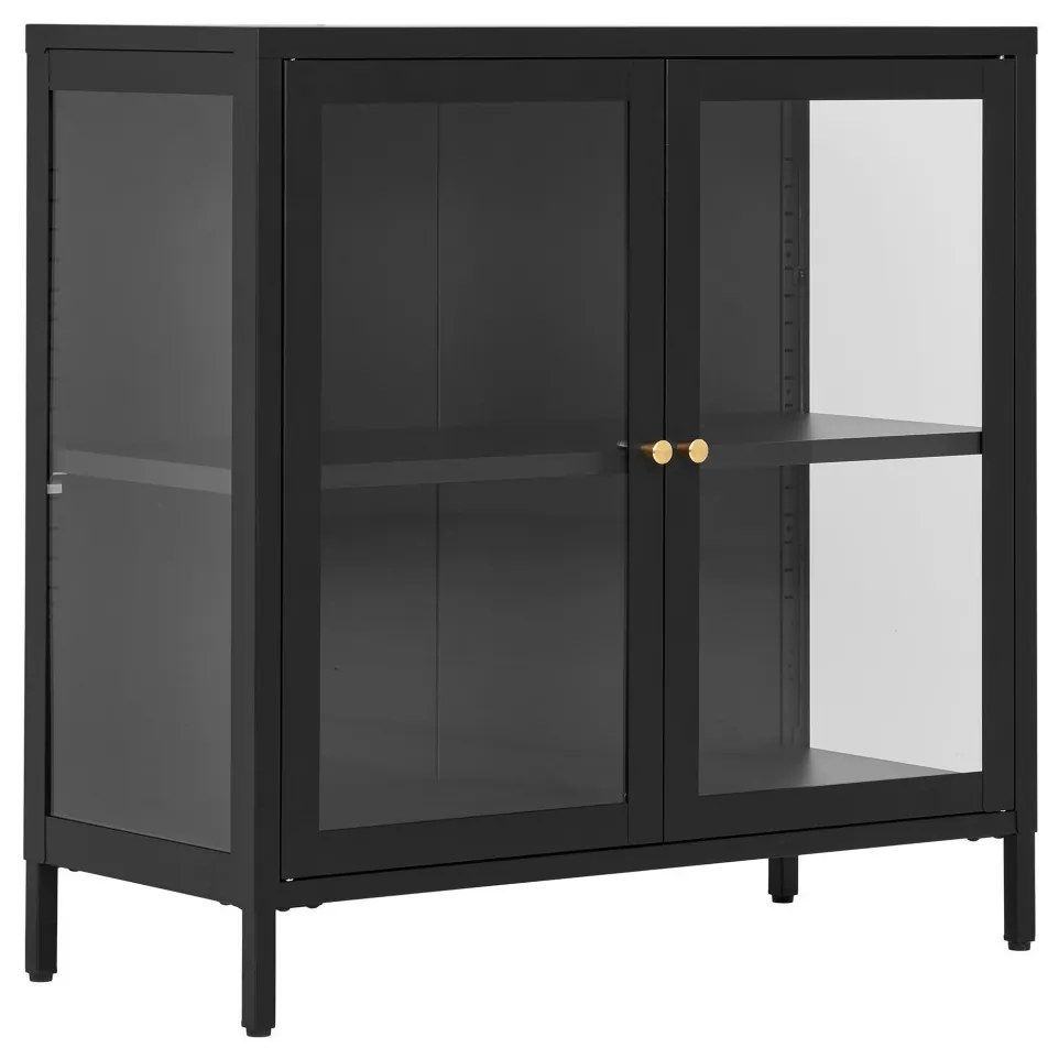 Dalby vitrines komód, 2 ajtó, acél, fekete 80x35x80 cm