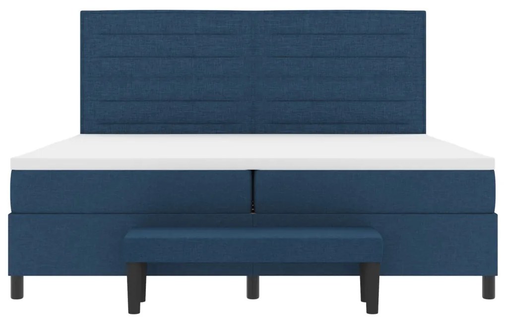 Box Spring Ágy Matraccal és Pad Kék 200x200 cm Szövet